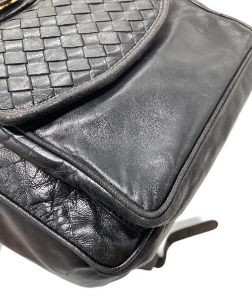 BOTTEGA VENETA（ボッテガベネタ）BOTTEGA VENETA (ボッテガベネタ) イントレチャートレザーミニリュック　旧タグ ブラック サイズ:実寸参照の古着・服飾アイテム