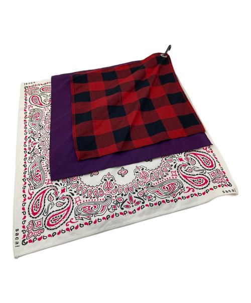 sacai（サカイ）sacai (サカイ) Bandana Set バンダナセット カラビナ付き パープル×レッド サイズ:実寸参照の古着・服飾アイテム