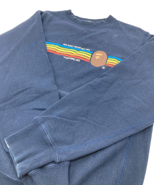 A BATHING APE（ア ベイシング エイプ）A BATHING APE (ア ベイシング エイプ) スウェット　プリントスウェット　NIGO期　日本製 ネイビー サイズ:Sの古着・服飾アイテム