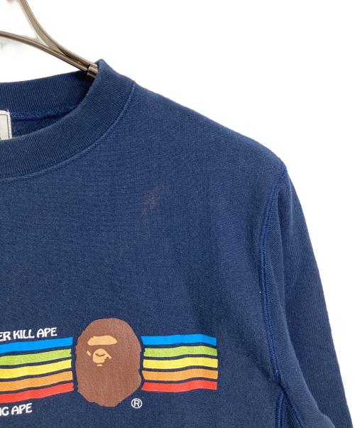 A BATHING APE（ア ベイシング エイプ）A BATHING APE (ア ベイシング エイプ) スウェット　プリントスウェット　NIGO期　日本製 ネイビー サイズ:Sの古着・服飾アイテム