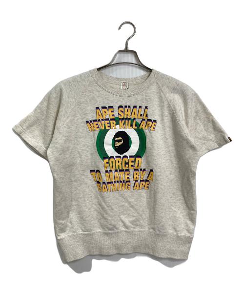 A BATHING APE（ア ベイシング エイプ）A BATHING APE (ア ベイシング エイプ) ラグランスウェット半袖スウェット　日本製　NIGO期 グレー サイズ:Sの古着・服飾アイテム
