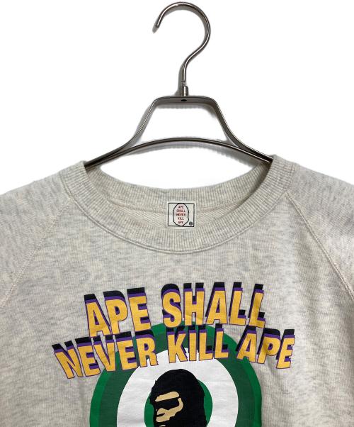 A BATHING APE（ア ベイシング エイプ）A BATHING APE (ア ベイシング エイプ) ラグランスウェット半袖スウェット　日本製　NIGO期 グレー サイズ:Sの古着・服飾アイテム