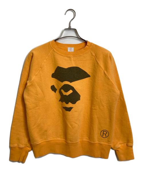 A BATHING APE（ア ベイシング エイプ）A BATHING APE (ア ベイシング エイプ) ラグランスウェット　スウェット　NIGO期　日本製 オレンジ サイズ:Sの古着・服飾アイテム