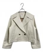 ESTNATIONエストネーション）の古着「ダブルクロスビックカラーショートコート　アウター　ライトアウター」｜ホワイト