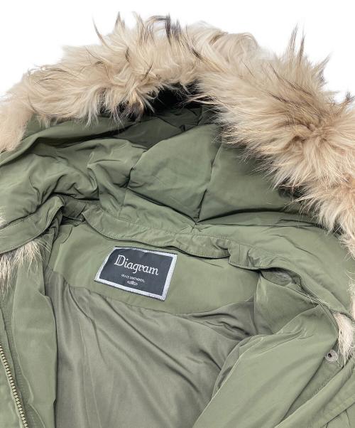 Diagram GRACE CONTINENTAL（ダイアグラム グレースコンチネンタル）Diagram GRACE CONTINENTAL (ダイアグラム グレースコンチネンタル) ロングモッズダウンコート　ロングコート　ロングダウンコート　モッズコート　アウター　ダブルジップ カーキ サイズ:36の古着・服飾アイテム