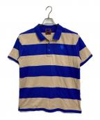 Heaven by Marc Jacobsヘブンバイマークジェイコブス）の古着「ダブルヘッドベア ポロシャツ　半袖シャツ　ボーダー」｜ネイビー×ベージュ