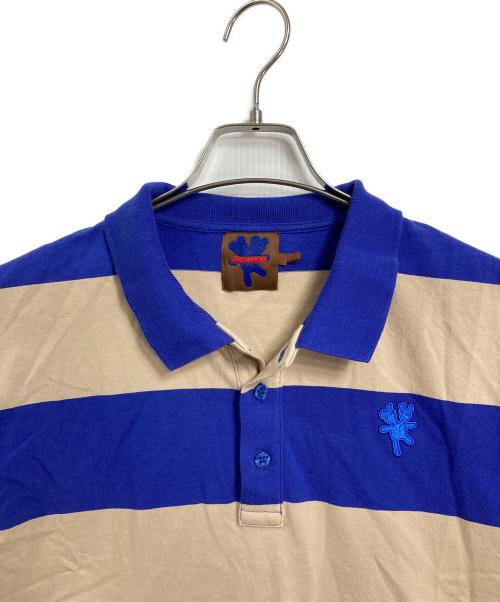 Heaven by Marc Jacobs（ヘブンバイマークジェイコブス）Heaven by Marc Jacobs (ヘブンバイマークジェイコブス) ダブルヘッドベア ポロシャツ　半袖シャツ　ボーダー ネイビー×ベージュ サイズ:Mの古着・服飾アイテム