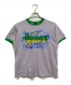 Heaven by Marc Jacobsヘブンバイマークジェイコブス）の古着「リンガーTシャツ　半袖カットソー　Tシャツ　Tee」｜グリーン×パープル