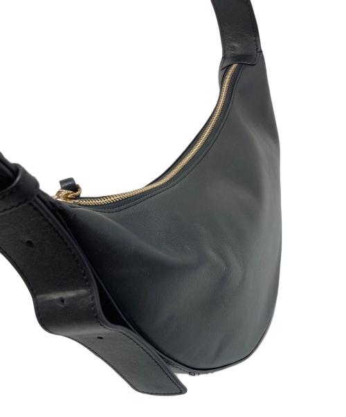 2.718（ニーテンナナイチハチ）2.718 (ニーテンナナイチハチ) ハーフムーン型ワンショルダーバッグ　レザーバッグ　ハンドバッグ ブラック サイズ:実寸参照の古着・服飾アイテム