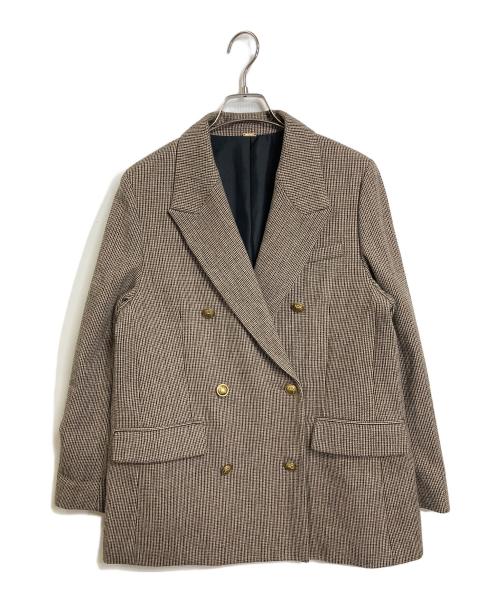 Mila Owen（ミラオーウェン）Mila Owen (ミラオーウェン) チェック金釦ダブルブレストロングブレザー　アウター　ライトアウター　セレモニー ベージュ サイズ:Fの古着・服飾アイテム