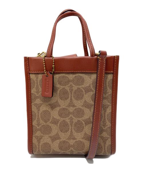 COACH（コーチ）COACH (コーチ) ミニカシントートバッグ　ミニバッグ　ハンドバッグ　トートバッグ ブラウン サイズ:実寸参照の古着・服飾アイテム