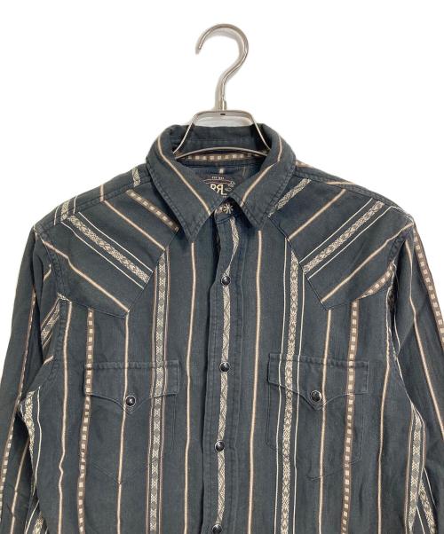 RRL（ダブルアールエル）RRL (ダブルアールエル) ストライプ ウエスタンシャツ コンチョボタン ブラック サイズ:XSの古着・服飾アイテム