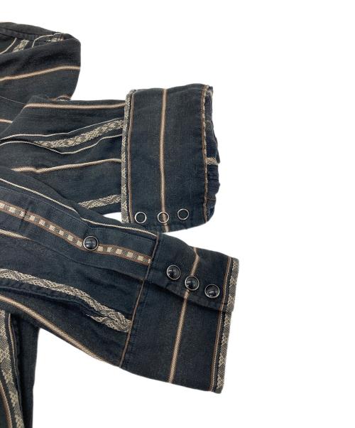 RRL（ダブルアールエル）RRL (ダブルアールエル) ストライプ ウエスタンシャツ コンチョボタン ブラック サイズ:XSの古着・服飾アイテム