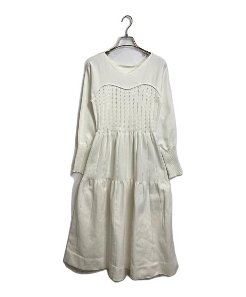 CELFORD（セルフォード）CELFORD (セルフォード) ホールガーメントベア風ニットワンピース　ニットワンピース　ロングワンピース ホワイト サイズ:36の古着・服飾アイテム
