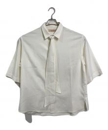 CULLNI（クルニ）の古着「Ribbon Tie Shirt  リボンタイシャツ　半袖シャツ　日本製」｜ホワイト