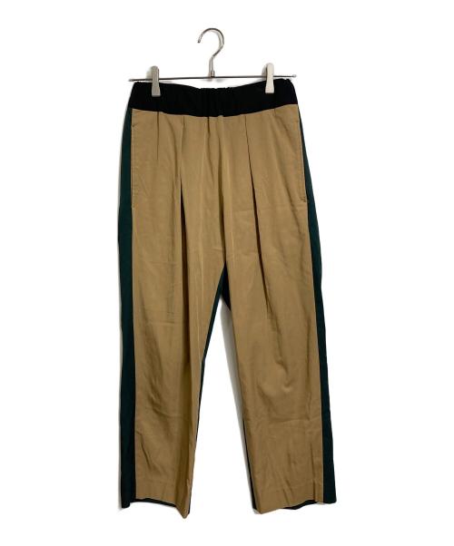 CULLNI（クルニ）CULLNI (クルニ) TUCK STRAIGHT EASY TROUSERS ナイロン混パンツ ベージュ×グリーン サイズ:1の古着・服飾アイテム