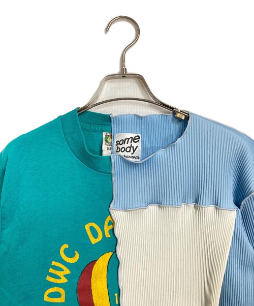 somebody kotohayokozawa（サムバディ コトハヨコザワ）SOMEBODY KOTOHAYOKOZAWA (サムバディ コトハヨコザワ) リメイクTシャツ グリーンスカイブルー サイズ:FREEの古着・服飾アイテム
