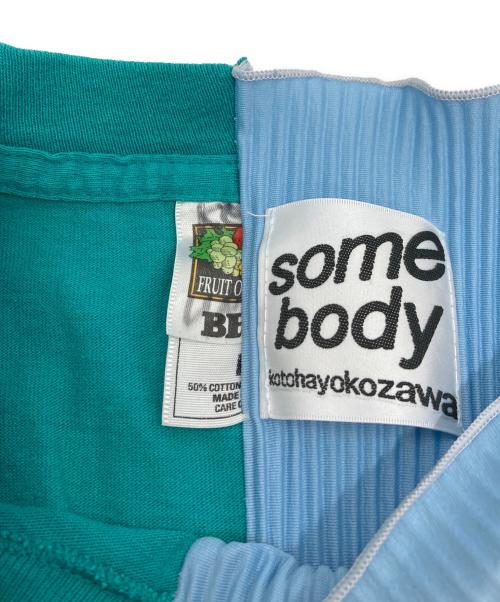somebody kotohayokozawa（サムバディ コトハヨコザワ）SOMEBODY KOTOHAYOKOZAWA (サムバディ コトハヨコザワ) リメイクTシャツ グリーンスカイブルー サイズ:FREEの古着・服飾アイテム