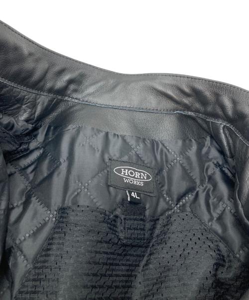 HORN WORKS（ホーンワークス）HORN WORKS (ホーンワークス) シングルライダースジャケット　レザージャケット　バッファロー ブラック サイズ:4Lの古着・服飾アイテム