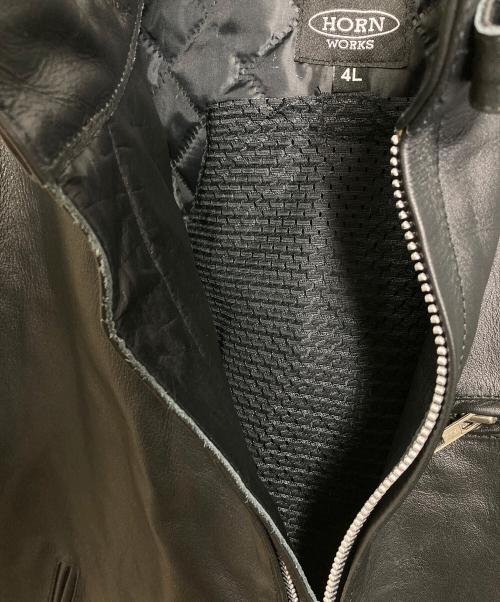 HORN WORKS（ホーンワークス）HORN WORKS (ホーンワークス) シングルライダースジャケット　レザージャケット　バッファロー ブラック サイズ:4Lの古着・服飾アイテム