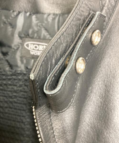 HORN WORKS（ホーンワークス）HORN WORKS (ホーンワークス) シングルライダースジャケット　レザージャケット　バッファロー ブラック サイズ:4Lの古着・服飾アイテム