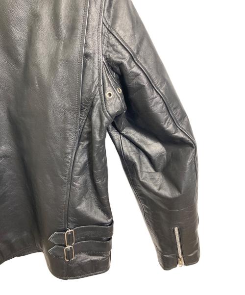 HORN WORKS（ホーンワークス）HORN WORKS (ホーンワークス) シングルライダースジャケット　レザージャケット　バッファロー ブラック サイズ:4Lの古着・服飾アイテム