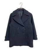 VERMEIL par ienaヴェルメイユ パー イエナ）の古着「Super140s 起毛メルトンPコート　Pコート　アウター　ミドル丈」｜ネイビー