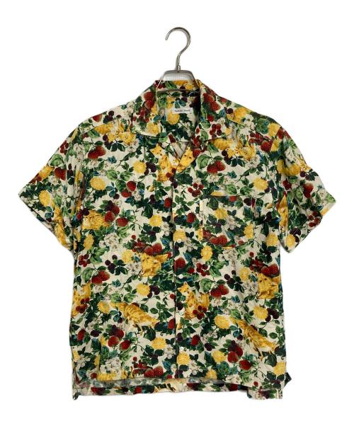 NATURE TRAIL（ネイチャートレイル）NATURE TRAIL (ネイチャートレイル) リネンシルクアロハシャツ　PINK HOUSE　ピンクハウス　フォックス　フルーツ　フラワー　総柄 ベージュ サイズ:Mの古着・服飾アイテム