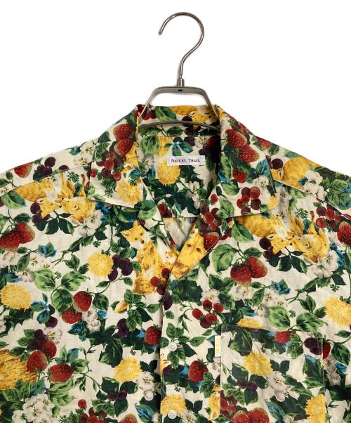 NATURE TRAIL（ネイチャートレイル）NATURE TRAIL (ネイチャートレイル) リネンシルクアロハシャツ　PINK HOUSE　ピンクハウス　フォックス　フルーツ　フラワー　総柄 ベージュ サイズ:Mの古着・服飾アイテム