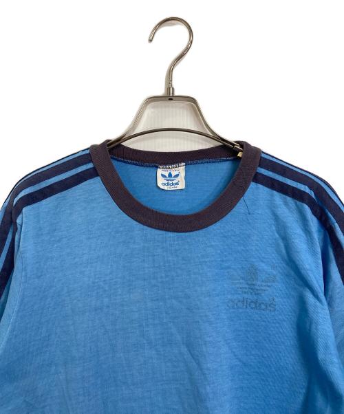 adidas（アディダス）adidas (アディダス) 【古着】80’S 半袖カットソー　USA製　3ライン　USA製 ネイビー×ブルー サイズ:Lの古着・服飾アイテム