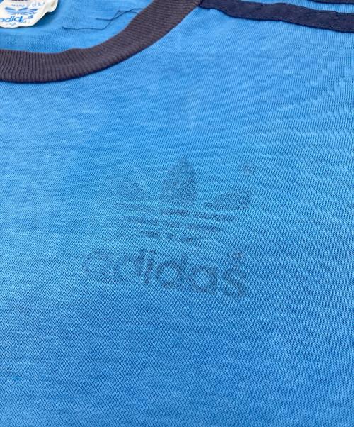 adidas（アディダス）adidas (アディダス) 【古着】80’S 半袖カットソー　USA製　3ライン　USA製 ネイビー×ブルー サイズ:Lの古着・服飾アイテム
