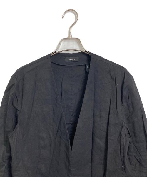 theory（セオリー）theory (セオリー) リネンノーカラージャケット ブラック サイズ:Lの古着・服飾アイテム