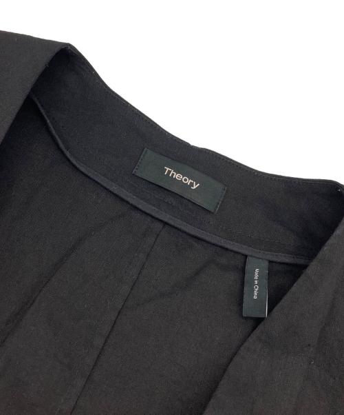 theory（セオリー）theory (セオリー) リネンノーカラージャケット ブラック サイズ:Lの古着・服飾アイテム