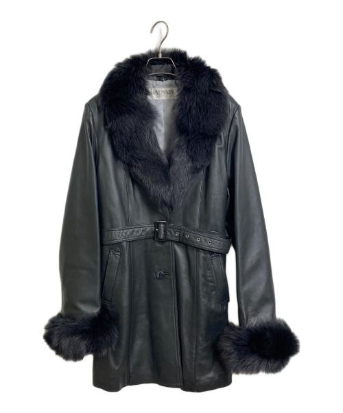 BALMAIN（バルマン）BALMAIN (バルマン) フォックスファー付きラムレザーコート ブラック サイズ:11の古着・服飾アイテム