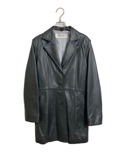 BALMAIN（バルマン）BALMAIN (バルマン) フォックスファー付きラムレザーコート ブラック サイズ:11の古着・服飾アイテム