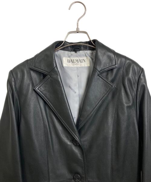 BALMAIN（バルマン）BALMAIN (バルマン) フォックスファー付きラムレザーコート ブラック サイズ:11の古着・服飾アイテム
