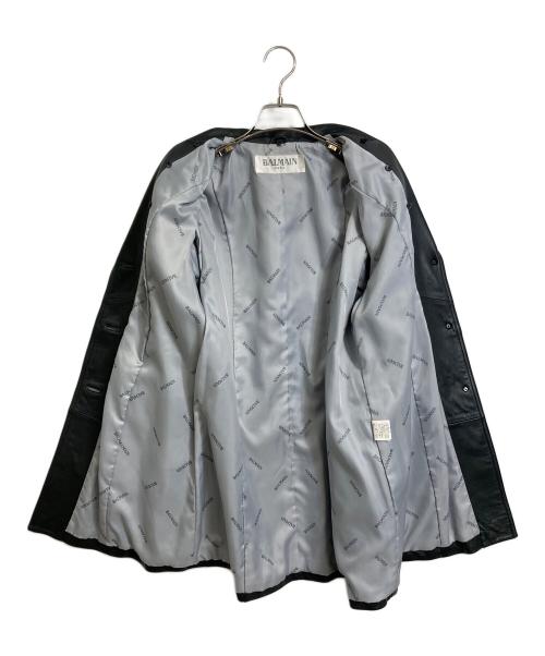 BALMAIN（バルマン）BALMAIN (バルマン) フォックスファー付きラムレザーコート ブラック サイズ:11の古着・服飾アイテム