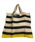MARNIマルニ）の古着「ラフィア マーケットトートバッグ ボーダー　マルシェバッグ」｜ベージュ×イエロー
