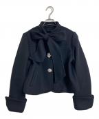 Lily Brownリリーブラウン）の古着「2wayリボンビジューコート　リボンビジュージャケット　アウター」｜ブラック