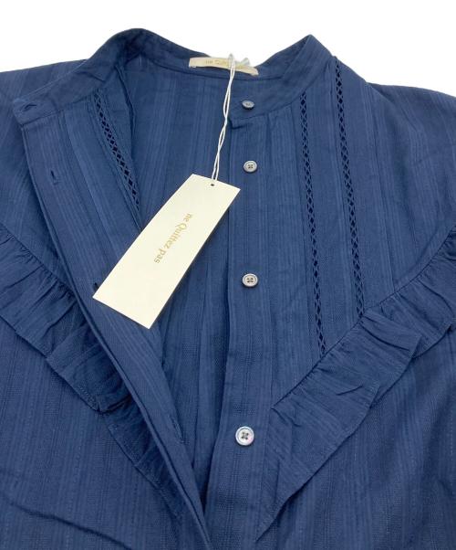 ne quittez pas（ヌキテパ）ne quittez pas (ヌキテパ) COTTON DOBBY STRIPE FRILL CUFF SHIRTS ネイビー サイズ:実寸参照の古着・服飾アイテム