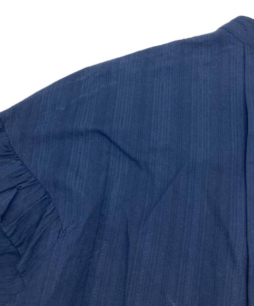 ne quittez pas（ヌキテパ）ne quittez pas (ヌキテパ) COTTON DOBBY STRIPE FRILL CUFF SHIRTS ネイビー サイズ:実寸参照の古着・服飾アイテム