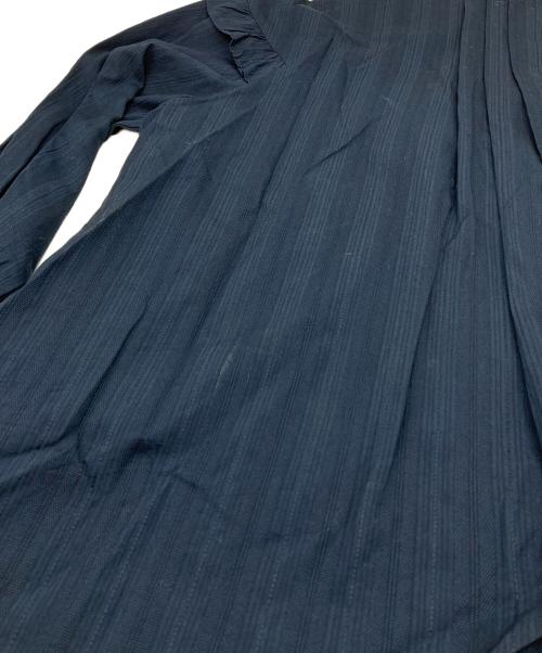 ne quittez pas（ヌキテパ）ne quittez pas (ヌキテパ) COTTON DOBBY STRIPE FRILL CUFF SHIRTS ネイビー サイズ:実寸参照の古着・服飾アイテム