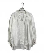 ne quittez pasヌキテパ）の古着「ギャザー Vネック ブラウス　コットンブラウス」｜ホワイト