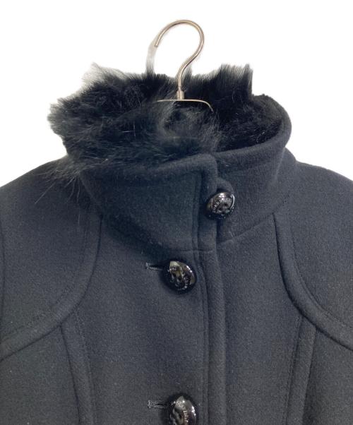 BURBERRY BLUE LABEL（バーバリーロンドンブルーレーベル）BURBERRY BLUE LABEL (バーバリーロンドンブルーレーベル) フォックスファー付きコート　ロングコート　アウター ブラック サイズ:38の古着・服飾アイテム