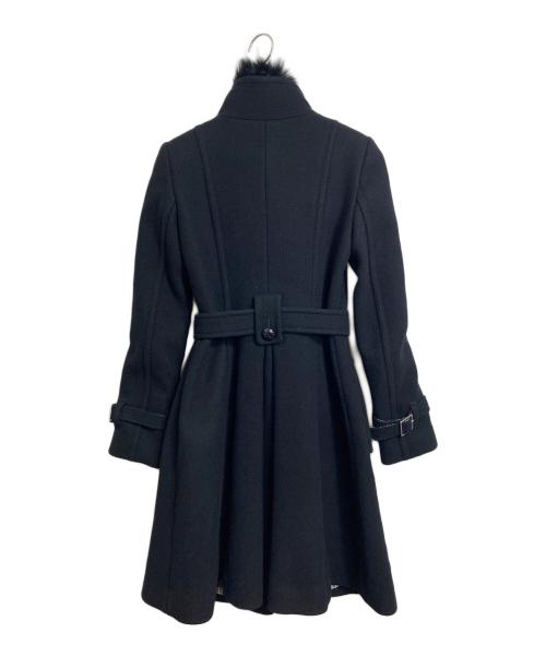 BURBERRY BLUE LABEL（バーバリーロンドンブルーレーベル）BURBERRY BLUE LABEL (バーバリーロンドンブルーレーベル) フォックスファー付きコート　ロングコート　アウター ブラック サイズ:38の古着・服飾アイテム