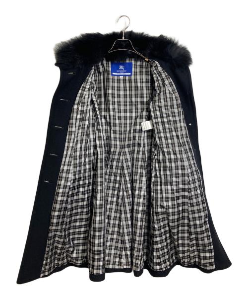 BURBERRY BLUE LABEL（バーバリーロンドンブルーレーベル）BURBERRY BLUE LABEL (バーバリーロンドンブルーレーベル) フォックスファー付きコート　ロングコート　アウター ブラック サイズ:38の古着・服飾アイテム
