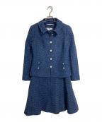 Reneルネ）の古着「セットアップツイードジャケット　ワンピース　ノースリーブワンピース　ジャケット　日本製」｜ネイビー