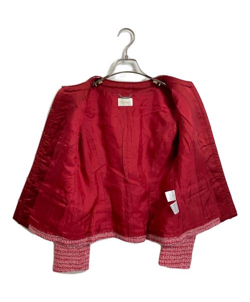 Harrods（ハロッズ）Harrods (ハロッズ) ツイードセットアップ　ノーカラージャケット　半袖ワンピース レッド サイズ:2の古着・服飾アイテム