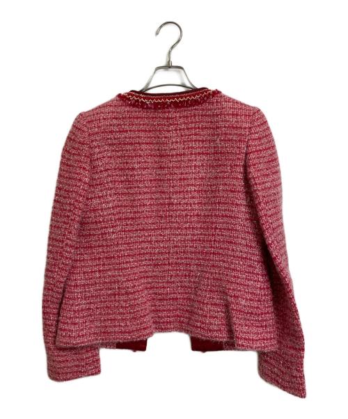 Harrods（ハロッズ）Harrods (ハロッズ) ツイードセットアップ　ノーカラージャケット　半袖ワンピース レッド サイズ:2の古着・服飾アイテム