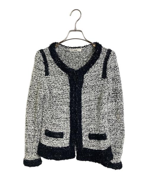 Rene（ルネ）Rene (ルネ) ツイードカーディガン　セレモニー　アウター　ライトアウター ブラック×ホワイト サイズ:36の古着・服飾アイテム